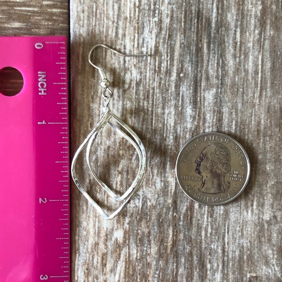 Etched Silver Dangle Spinner Earrings - Picture 5 of 6